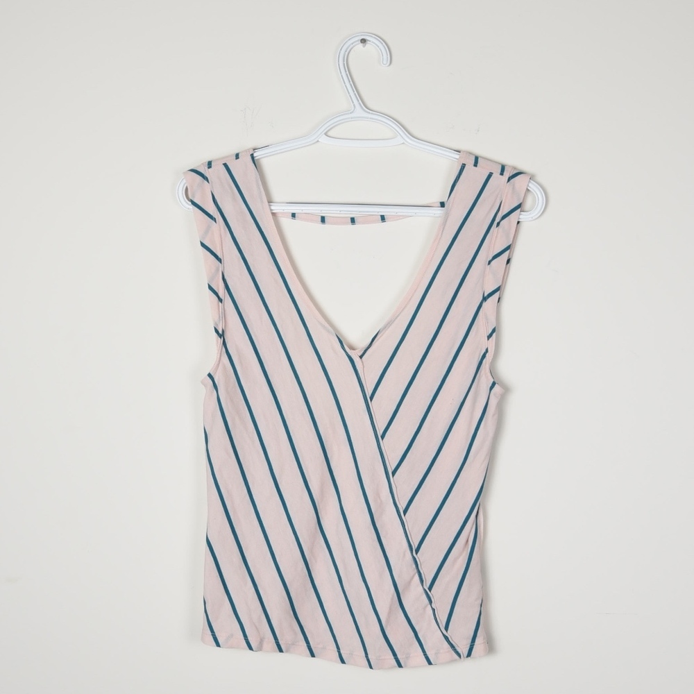 Free People Striped V Neck Open Back Tank Top S
